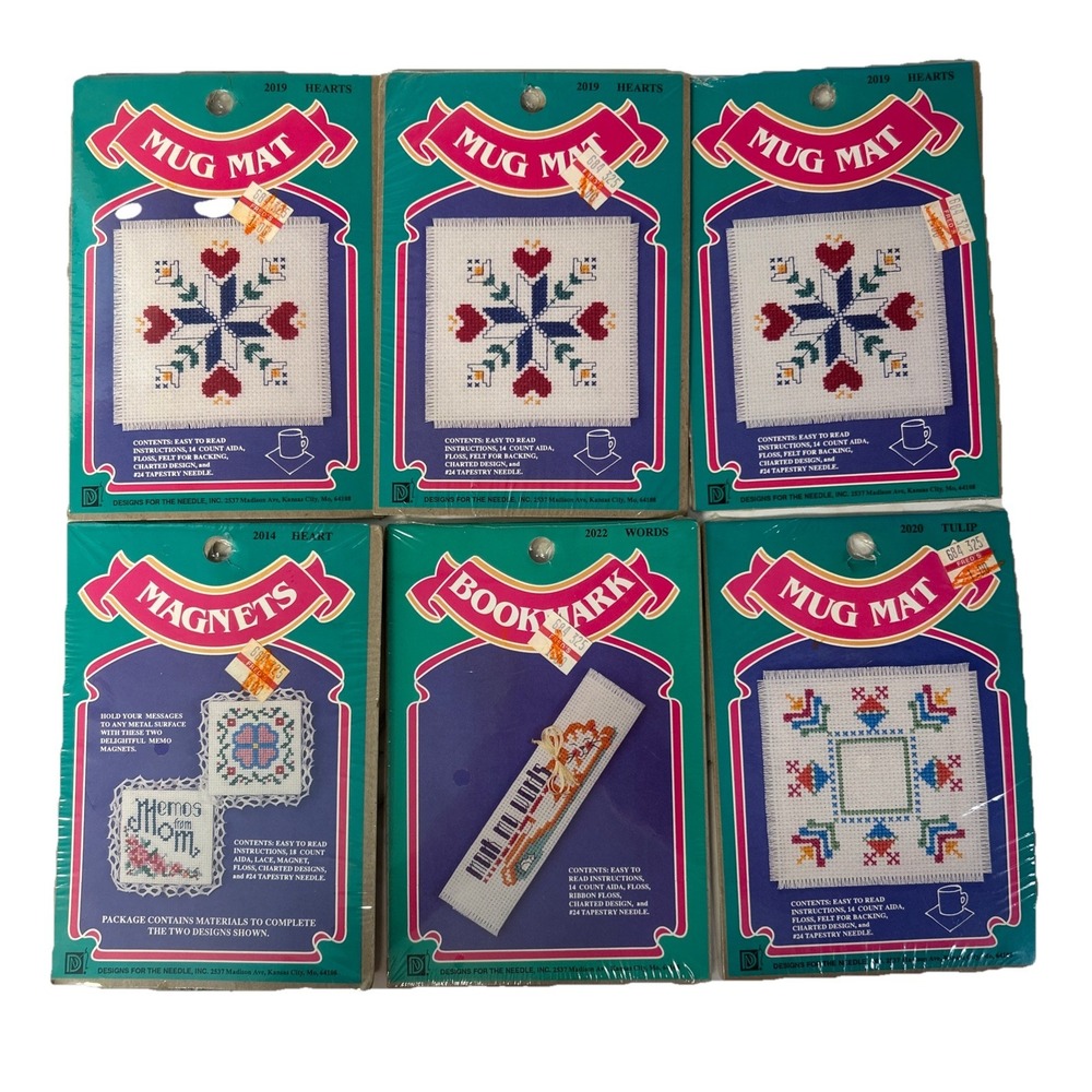 Designs for the Needle Recycle Counted Cross Stitch New Set Of 6 Mug Mat Magnet